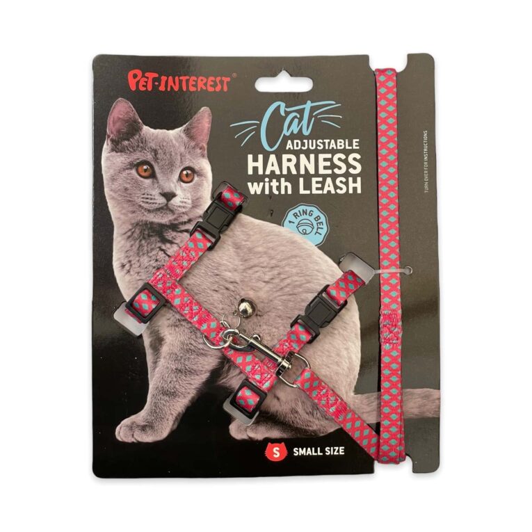 PET-INTEREST-Σαμαράκι-Οδηγός-Γάτας-Medium-Plaid-Φούξια-Κουδουνάκι